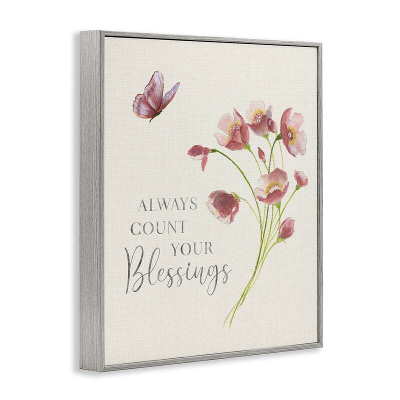 Stupell Count Your Blessings Florals Framed Giclee Art Design By Janet Tava