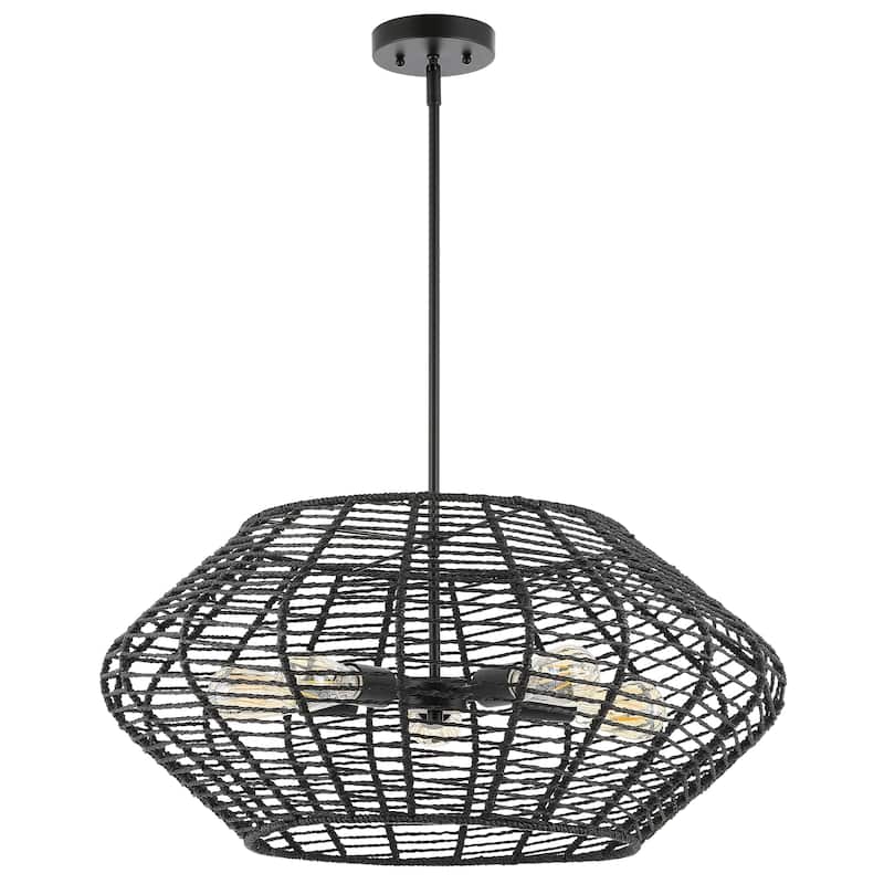 SAFAVIEH Lighting Santoshi 5 Light 28" Pendant - 28" x 28" x 20-50" - withD/H - Black - 28Wx28Dx50H