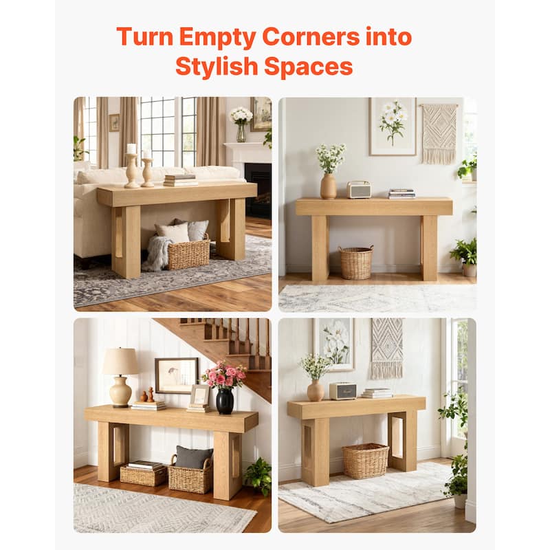 63 in Console Table, Farmhouse Desk Behind the Couch, Wooden Rectangle Entrance Desk, Narrow Long Sofa Table Accent Stand