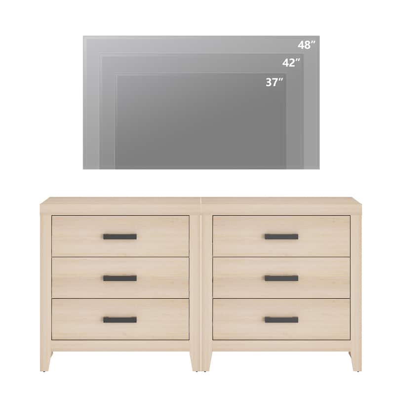 WAMPAT Farmhouse TV Stand, Modern Wood Media Console, Rustic Entertainment Center with Storage for Living Room, Bedroom