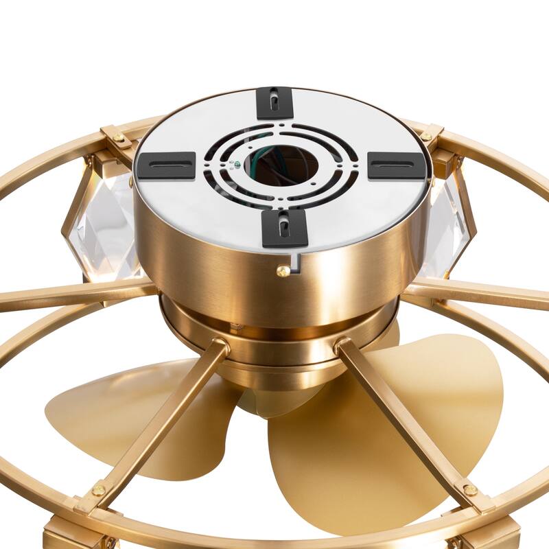 20.8" Flush Mount Crystal Ceiling Fan with Dimmable LED Light and Remote
