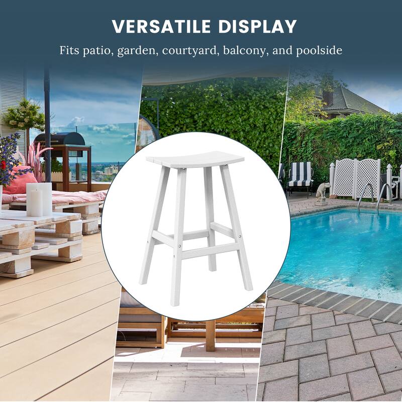 Laguna Hdpe All Weather Outdoor Patio 29" Saddle Seat Bar Stool (Set Of 3)