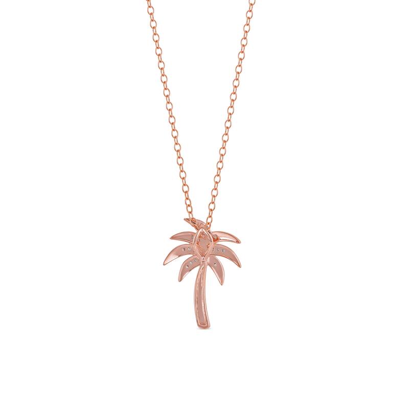 1/20ct Diamond Accented Palm Tree Pendant Necklace in Silver for Women