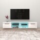 preview thumbnail 27 of 26, Moon Matte Gloss TV Stand with 16 Color LED Lights 81 Inches - White
