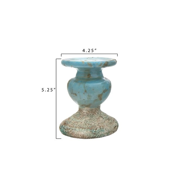 dimension image slide 3 of 6, Sculptural Terracotta Pillar Candle Holder