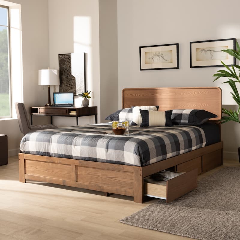 Eleni Modern and Contemporary Transitional 3-Drawer Storage Bed
