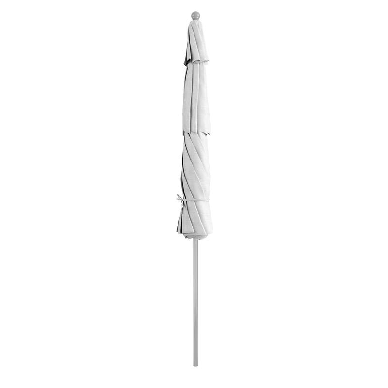 California Umbrella 11' Rd Aluminum Frame, Fiberglass Rib Market Umbrella, Push Open, Anodized Silver Finish, Olefin Fabric
