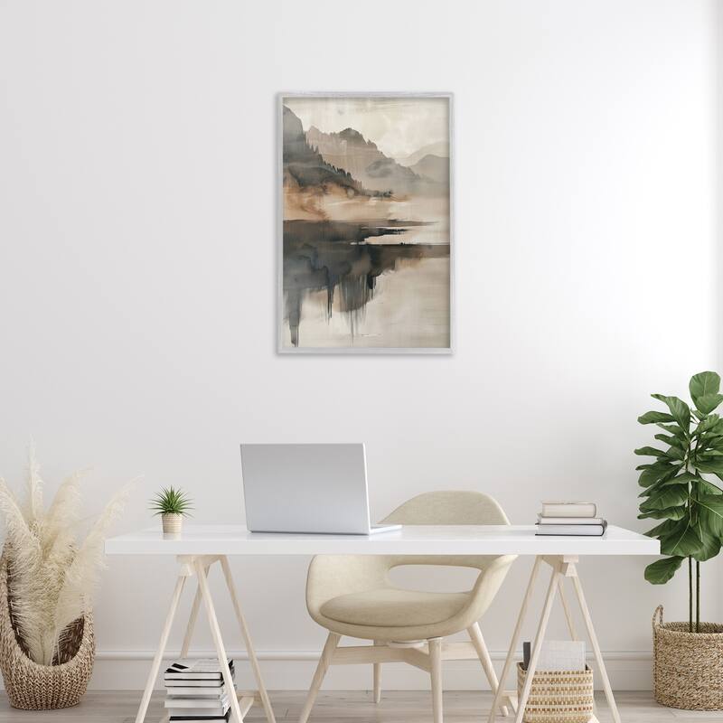 Stupell Layered Opaque Mountain Reflection Framed Giclee Art Design By LSR Creative Studio