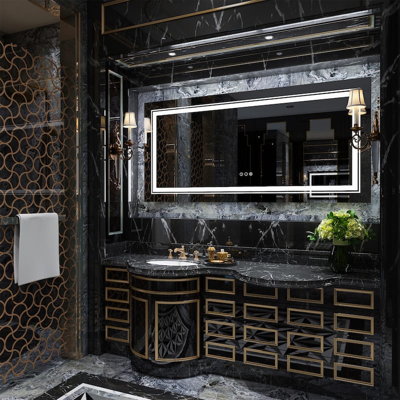 Super Luxury Jumbo LED Mirror Wall Vanity Anti-Fog Mirrors with Plug