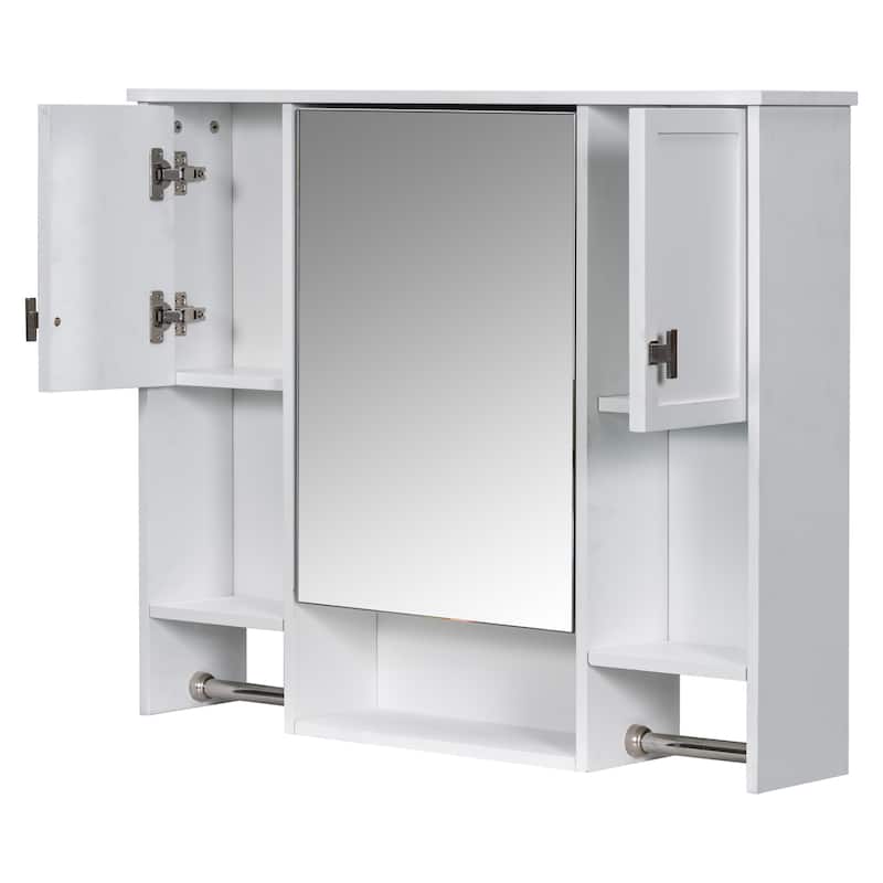 Roomfitters 35'' x 28'' Modern Wall Mounted Bathroom Storage Cabinet with Mirror, Bathroom Wall Cabinet with Medicine Storage