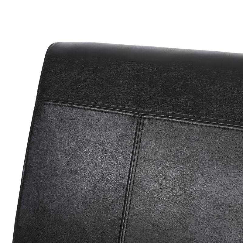 Set of 2 PU Leather Dining Chairs Solid Wood Frame Armless Modern Design