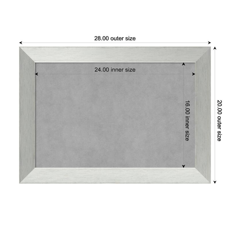 Amanti Art Brushed Sterling Silver Framed Magnetic Board - Board Size 24x16