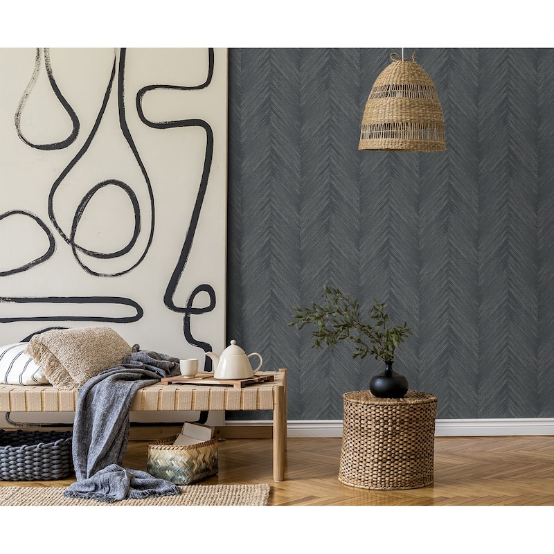 Seabrook Designs Otto Geometric Chevron Non-Woven Unpasted Wallpaper