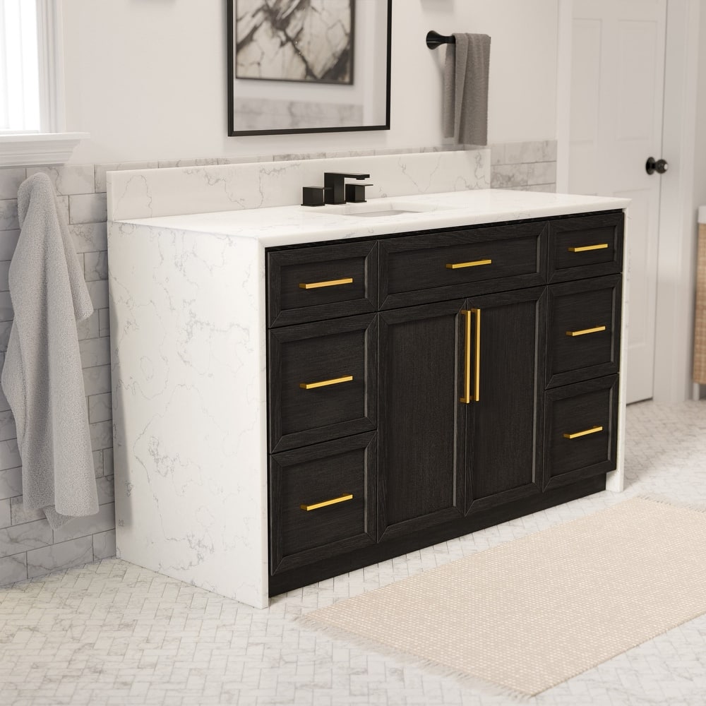 KitchenBathCollection Palisade 60" Single Waterfall Vanity with Engineered Marble Top