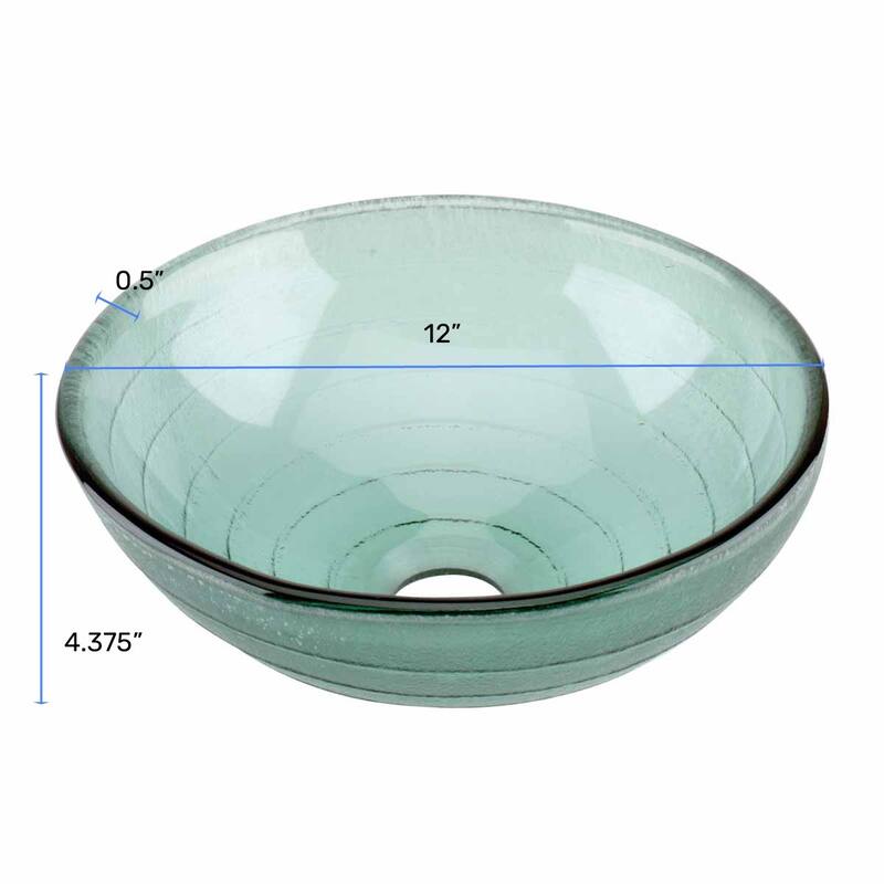 Frosted Green Bathroom Sink 12" Mini Small Round Tempered Glass Countertop Vessel Sink with Sink Drain Renovators Supply
