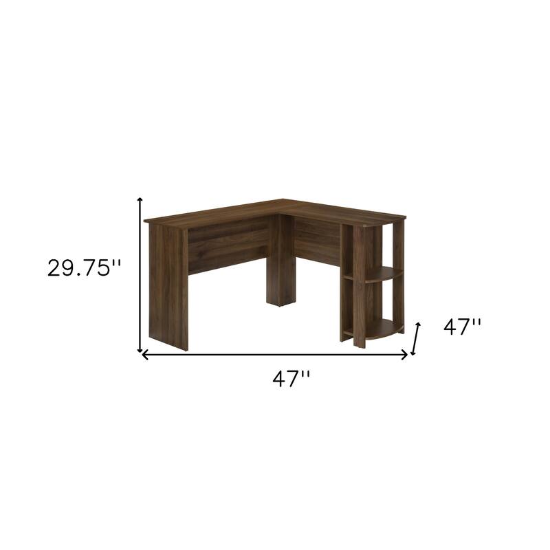 HomeRoots 47" Brown Wood L Shape Computer Desk
