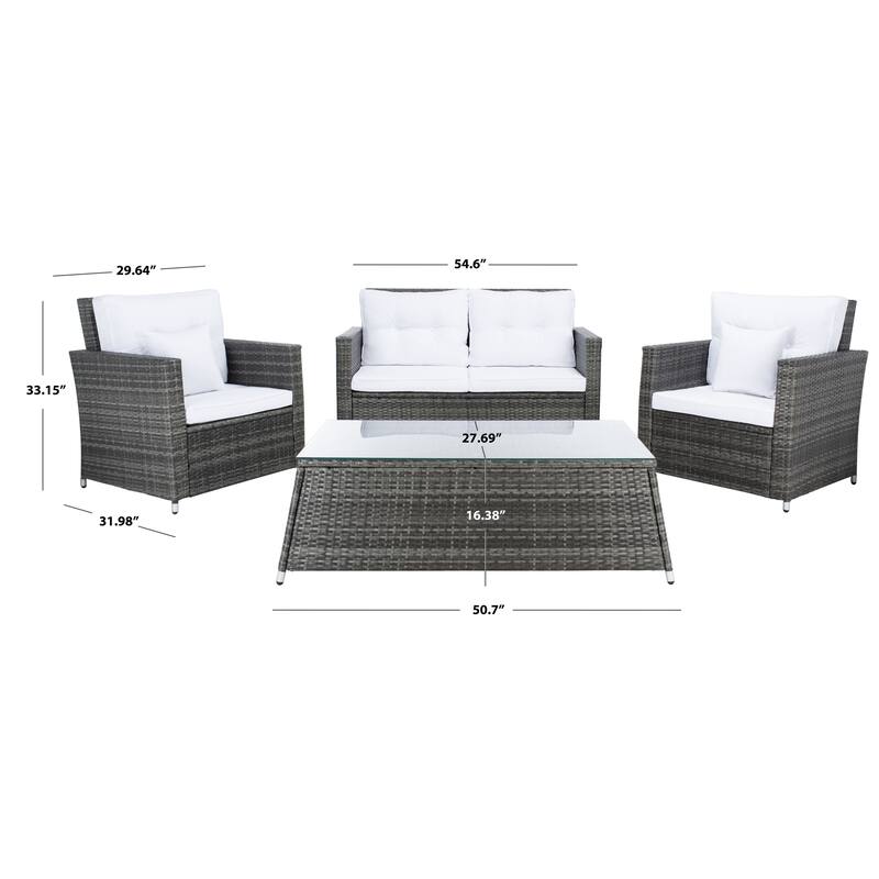 SAFAVIEH Outdoor Living Lorma 4-Piece Patio Set - 55"W x 32"D x 33"H