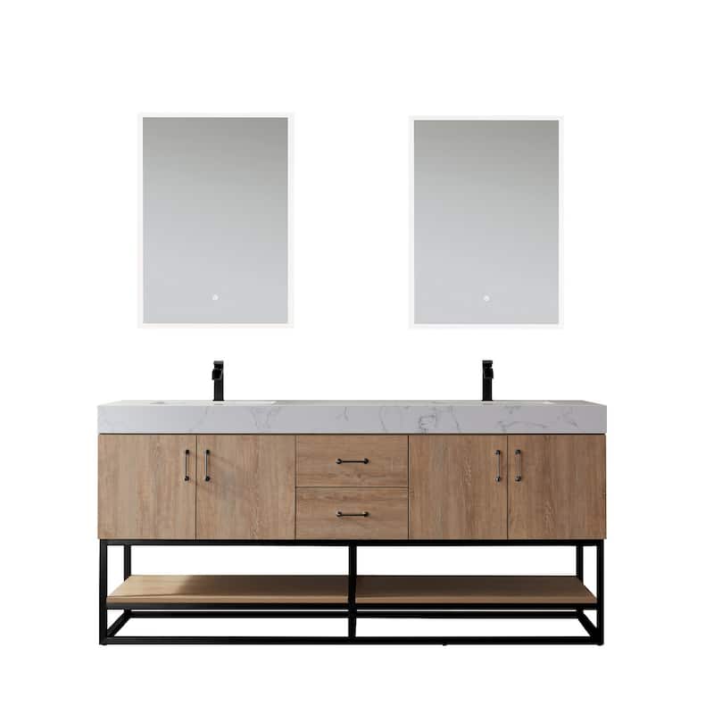 Miseno MV789072B Alistair 72" Free Standing Double Basin Vanity Set - North American Oak - Oak Finish