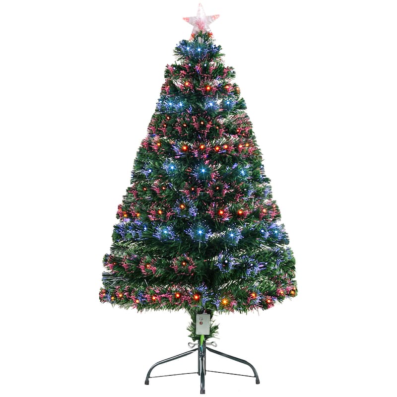 HOMCOM 4 ft. Artificial Small Prelit Christmas Tree with Stand