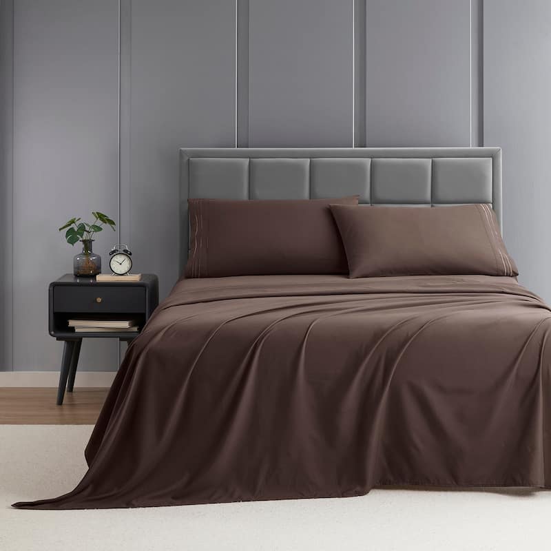 Clara Clark Premium 1800 Series Ultra-soft Deep Pocket Bed Sheet Set - California King - Chocolate Brown