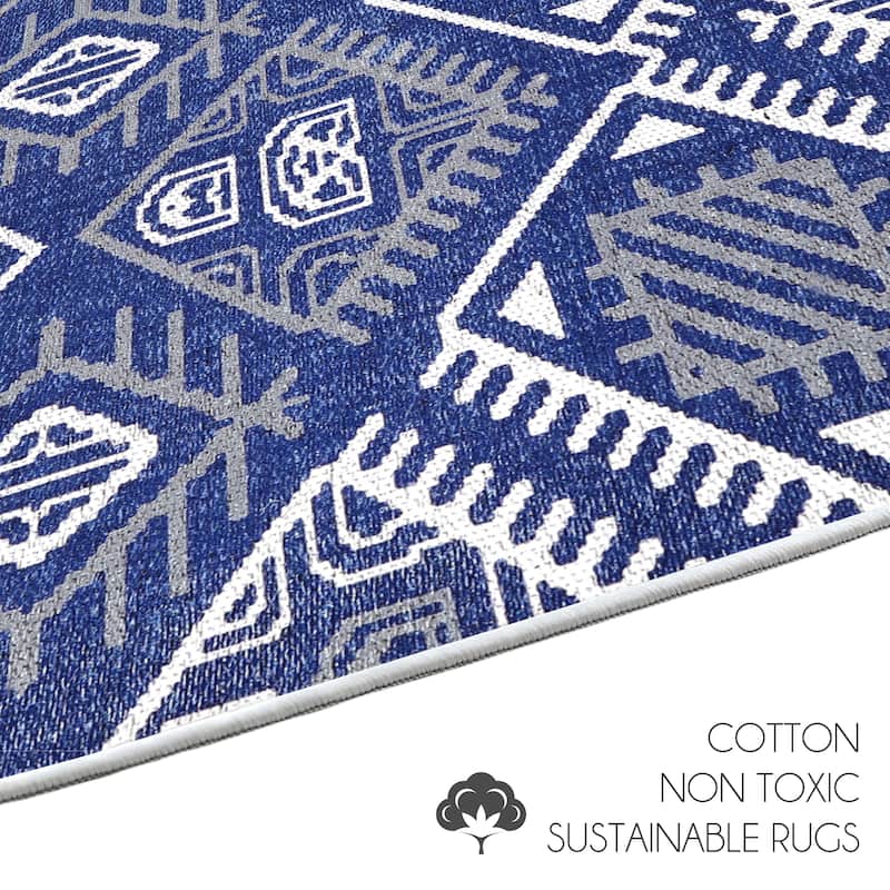 Sussexhome Heavy Duty Ultra Thin Non Slip Washable Cotton Indoor Rug - 2' x 3'