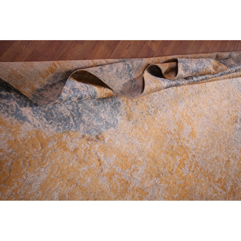Contemporary Colorful Abstract Area Rug Handmade Wool Carpet - 7'10" X 9'11"