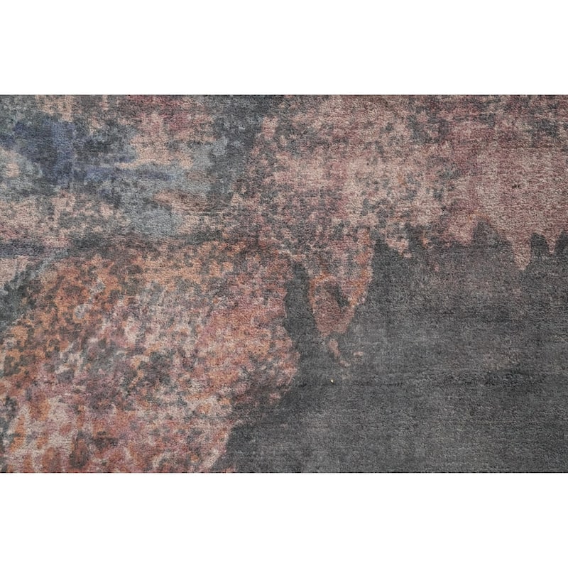 Hand Knotted Oriental Viscose Silk Carpet Modern All-Over Multi-Colored Abstract Area Rug - 7' 8'' X 5' 8''