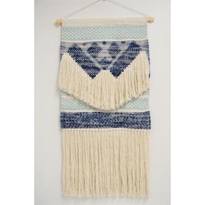 Home&Manor Wool and Cotton Large Macrame Wall Hanging with Rod Included - Exact Size