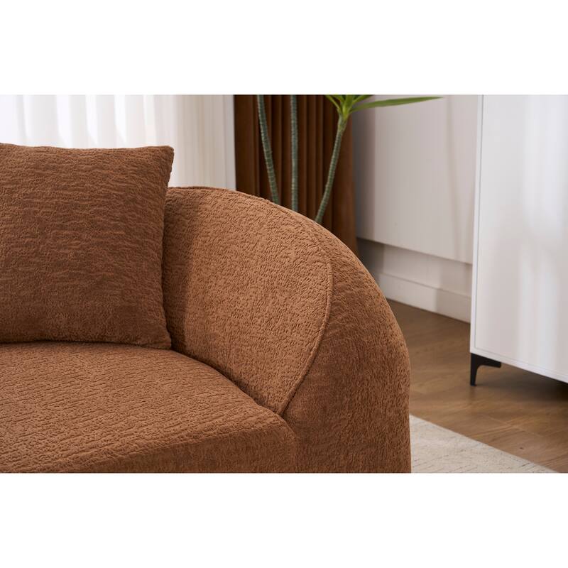 LY-048 Compression Curved Chaise Longue Chair Indoor, Modern Chenille Loveseat Couch