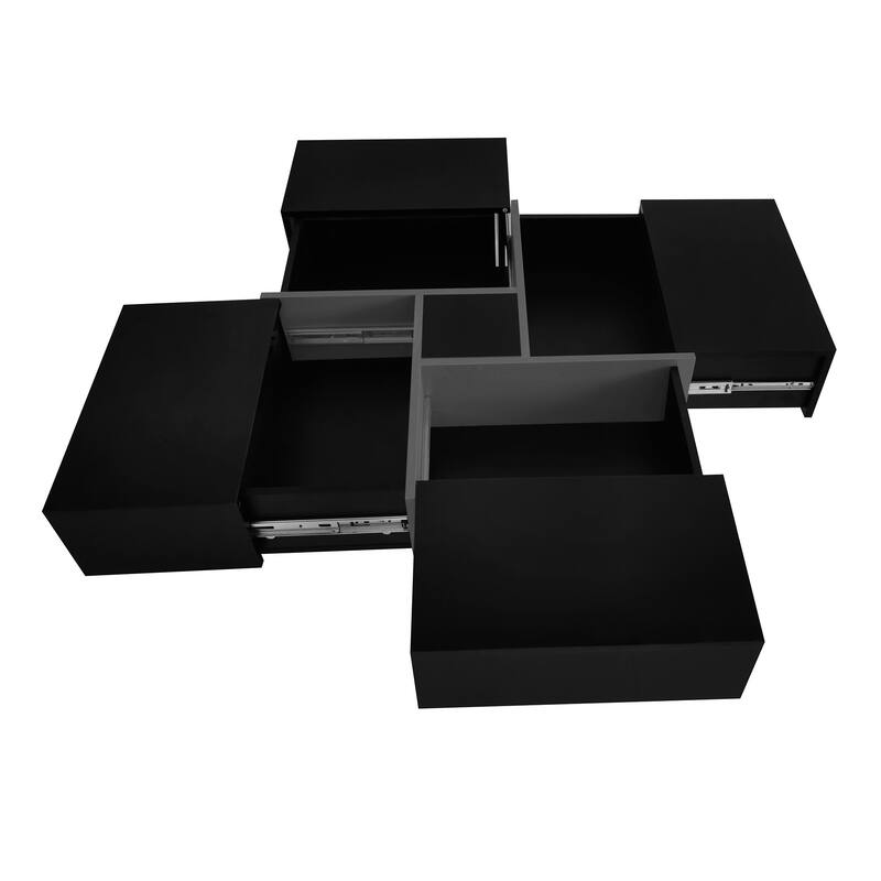 Stylish Coffee Table with 4 Storage Compartments and Extendable Sliding Top, for Living Room, 31.5 inches x 31.5 inches