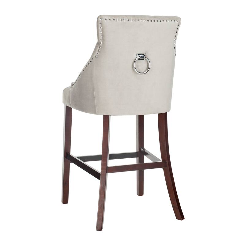 SAFAVIEH Clara 30-inch Tufted Wing Back Bar Stool (Set of 2) - 22.5" x 25" x 45" - 23Wx25Dx45H