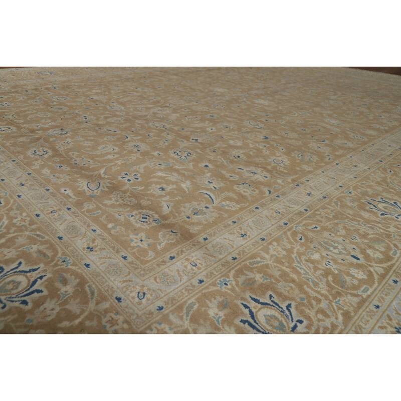 All-Over Floral Kashan Persian Area Rug Handmade Wool Carpet - 9'9" x 13'1"