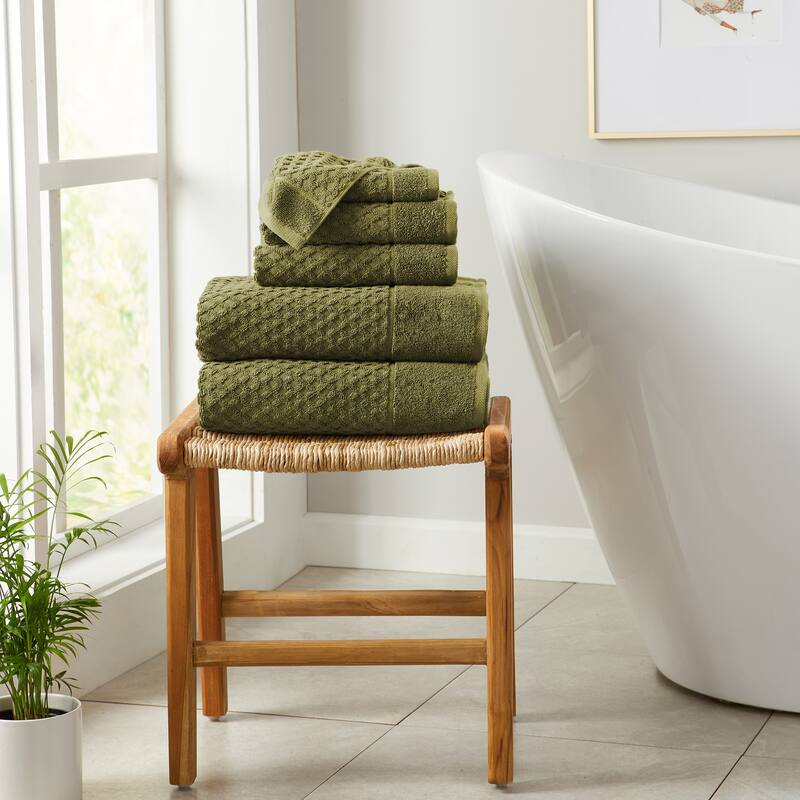 Linery & Co. Cotton Diamond Waffle Texture Bath Towels
