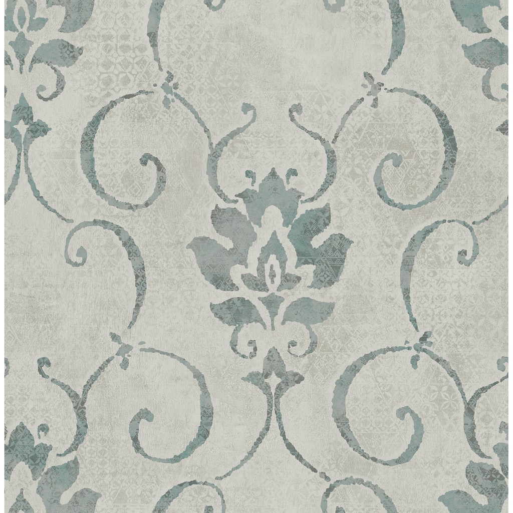 Seabrook Designs Brielle Damask Unpasted Wallpaper