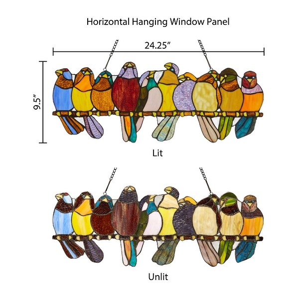 River of Goods Stained Glass Birds on Wire 9.25-in. Window