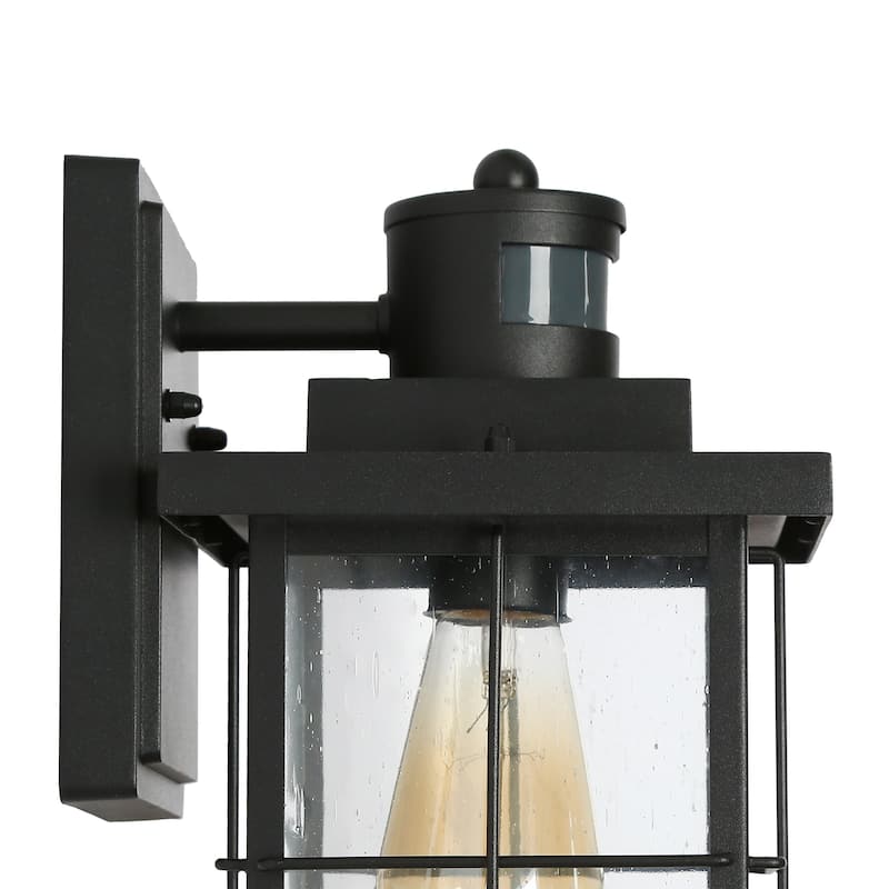 Bern Dusk to Dawn Set of 2 Black Motion Sensor Outdoor Wall Lantern Exterior Sconce - L 7.1"* W 7.7"* H 10.6"