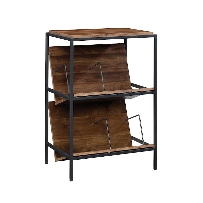 Wood Accent Storage with Tilted Shelves - 25.12" W x 18.50" D x 36.81" H - Brown