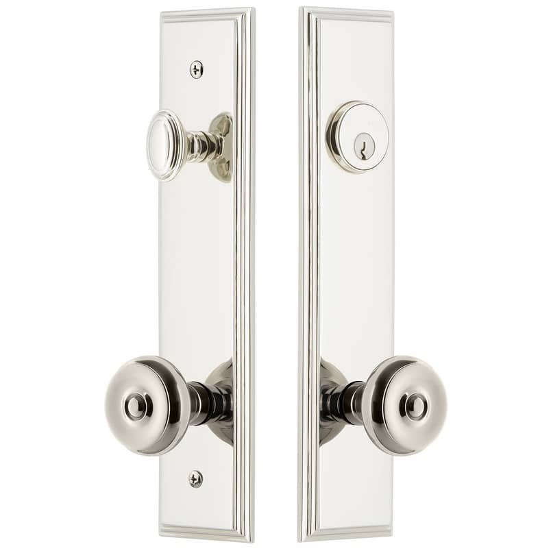 Grandeur Carre Solid Brass Tall Plate Single Cylinder Keyed Entry Set