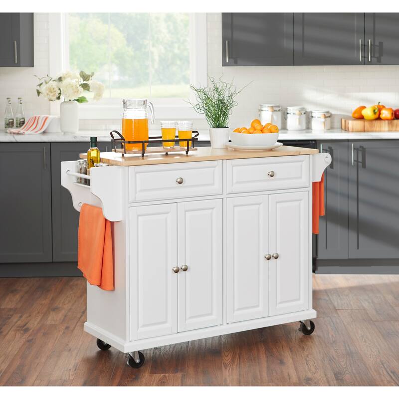 Simple Living Georgia Rolling Kitchen Cart - White