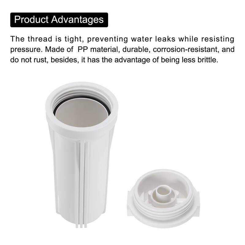 Water Filter Housing 10" Whole House Filtration System 1/2" Inlet/Outlet White - 3.5mm