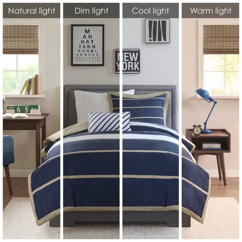 Intelligent Design Garrett Navy Printed Duvet Cover Set