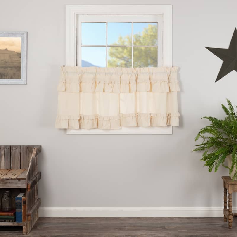 Muslin Ruffled Tier Set - 24x36 - Natural Creme