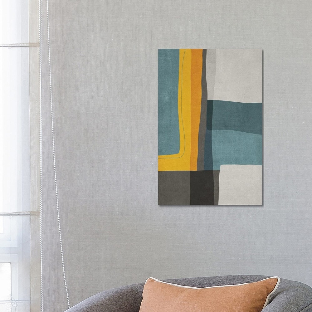 iCanvas "Mustard Teal Gray Mcm Abstract II" by EmcDesignLab Canvas Print