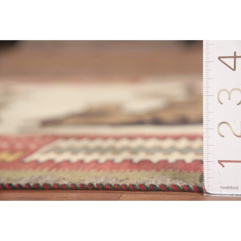 Ivory / Beige Kilim Qashqai Persian Vintage Rug Flatweave Wool Carpet - 3'7" x 6'6"