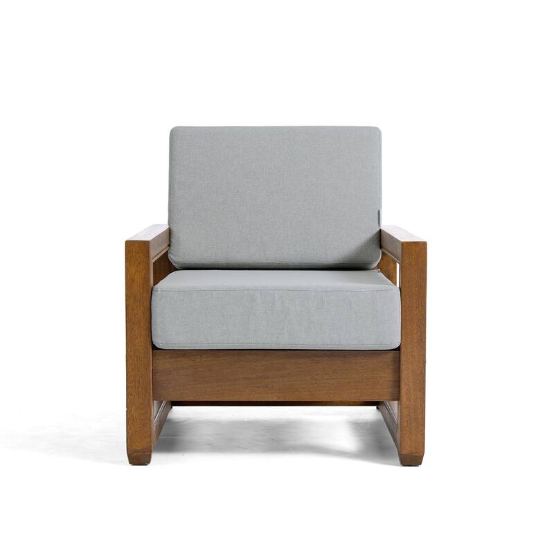 3-Piece Teak Wood Chair Outdoor Patio Conversation Set with Table