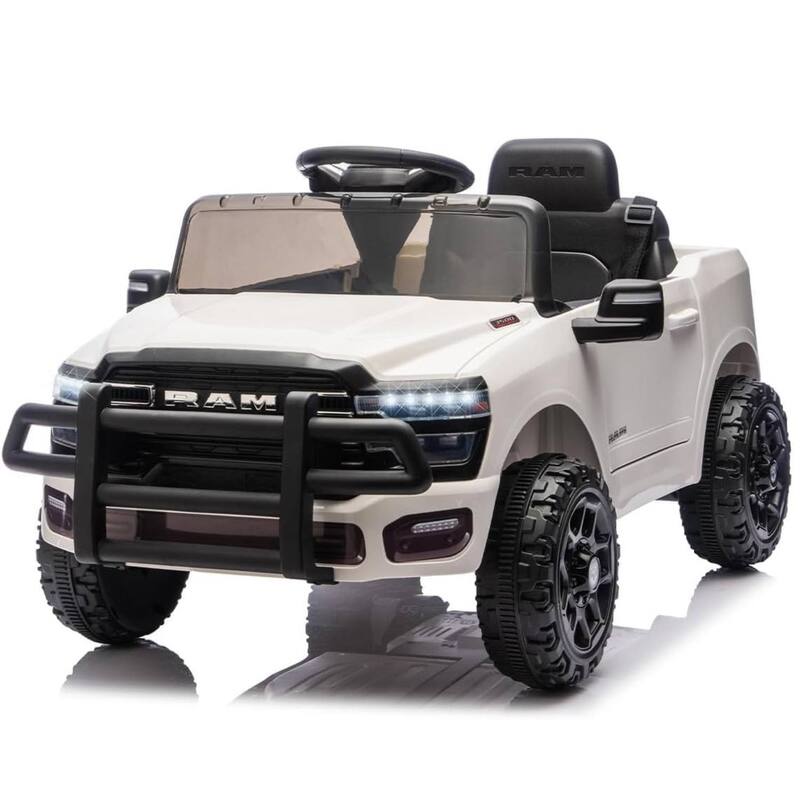 12V Licensed RAM Ride On Pickup Truck Car Toys for Kids Best Gift - White