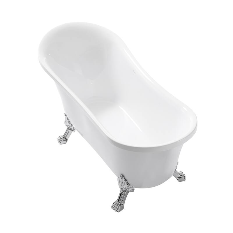 Caché Single Slipper, Clawfoot Soaking Acrylic Bathtub