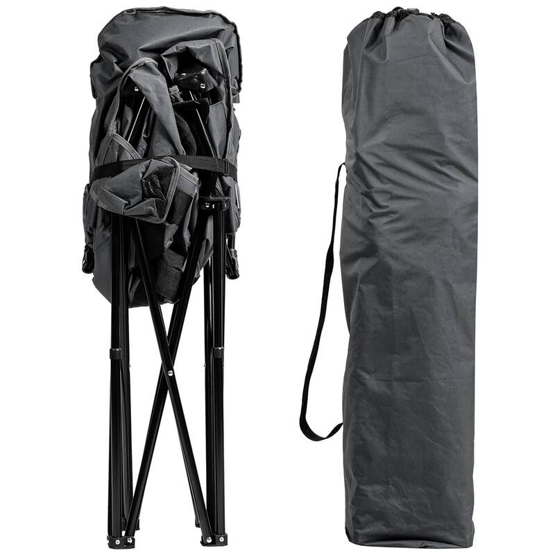 Costway Folding Camping Moon Padded Chair with Carry Bag Cup Holder - 32''x 31.5''x 35.5''