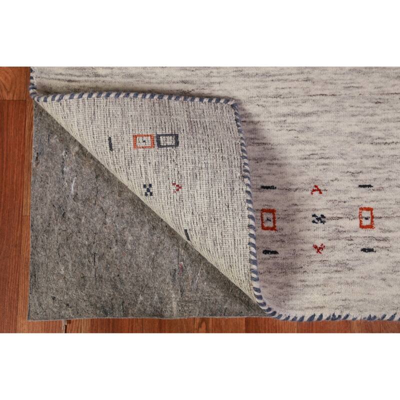 Hand Knotted Oriental 100% Wool Carpet Tribal Animal Pictorial Beige & Ivories Gabbeh Runner Rug - 9' 10'' X 2' 7''