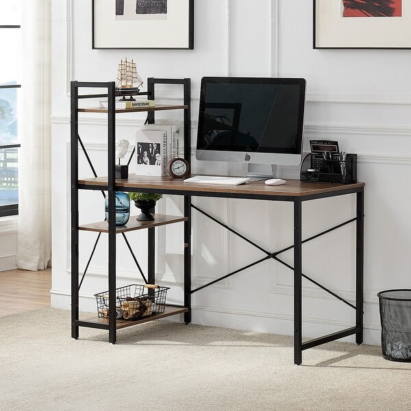 VECELO Computer Desk Home Office Wood and Metal Black. Opens flyout.